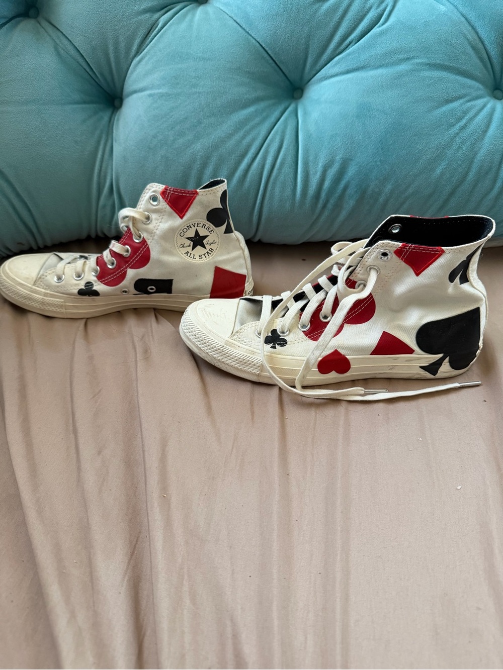 Converse White Low Top Sneakers with Black & Red Accents